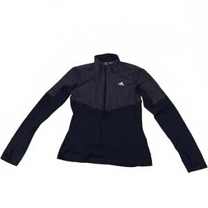 Adidas Climalite‎ Women's Quarter Zip Long Sleeve Training Top Size L Black Gym